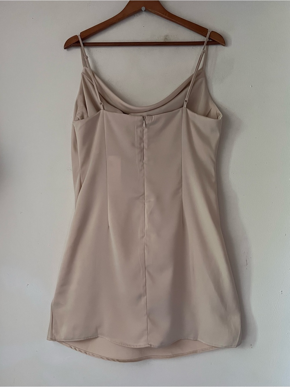 NWT Urban Outfitters UO Mallory Cowl Neck Satin Slip Mini Dress Cream Tan XL - Picture 4 of 11